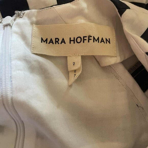 Mara Hoffman Vivica Dress Tie Waist Striped Navy White Size 2 - Picture 5 of 5
